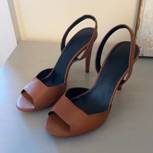 Brand New Theory Sling Black Leather Heels